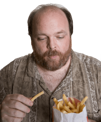 Obese Man with Chips